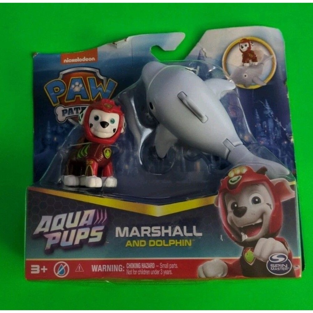 NIB Nicklelodeon Paw Patrol Aqua Pups Marshall and Dolphin Figure Toy Set